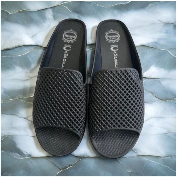 JEFFREY CAMPBELL Last Havana Black Wedge Sandals Size 8 - Picture 1 of 7